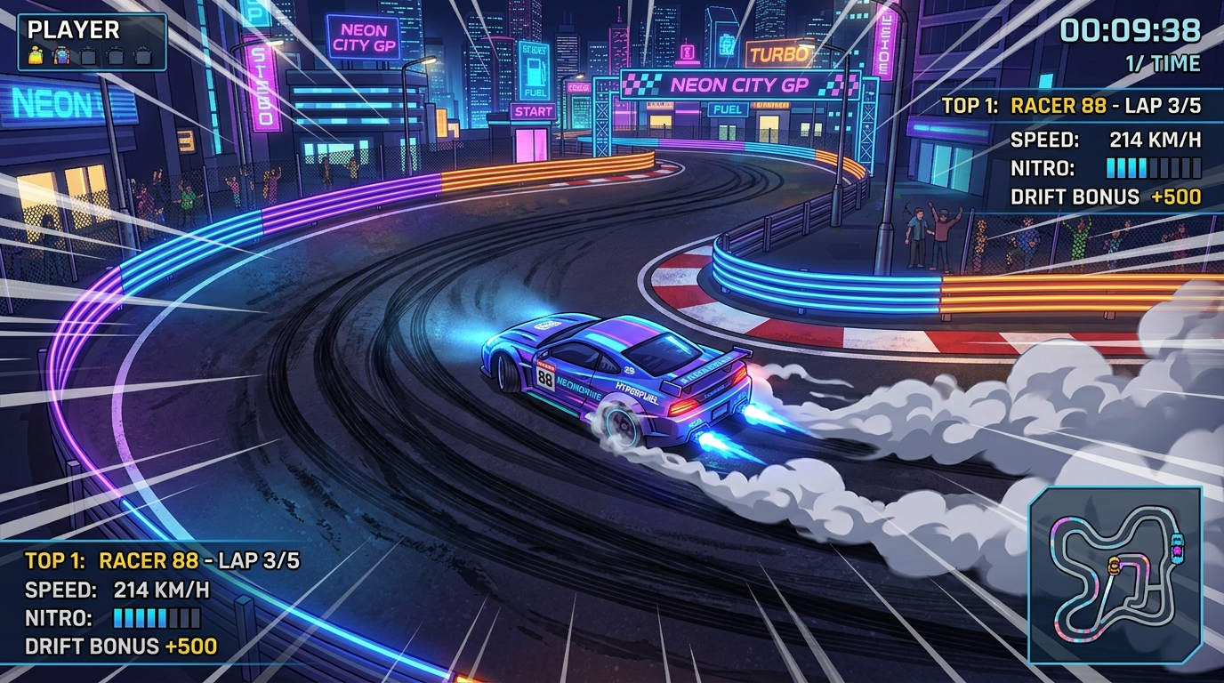 極限甩尾：賽博霓虹賽車 遊戲畫面